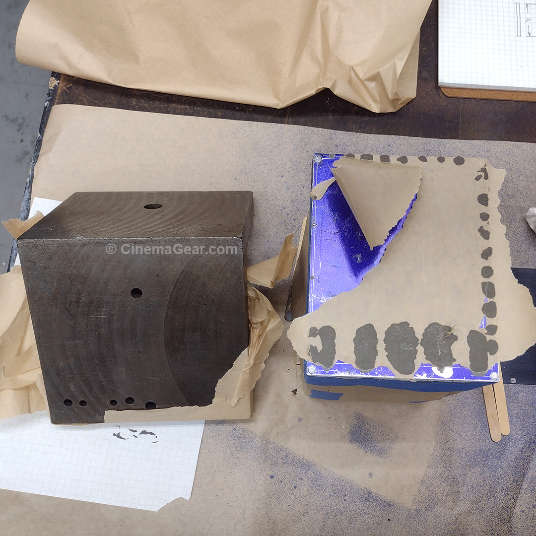 Mitchell 46 with angle plate removed, showing the JB Weld cured and the beginning of removing the brown paper.