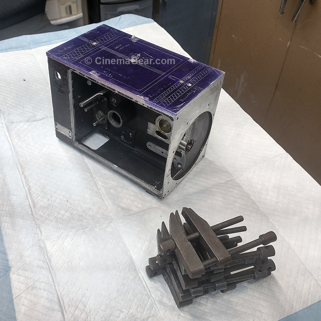 A view of the camera casting with its new replacement bottom plate epoxied in place and cleaned of excess epoxy and paper towel remnants.