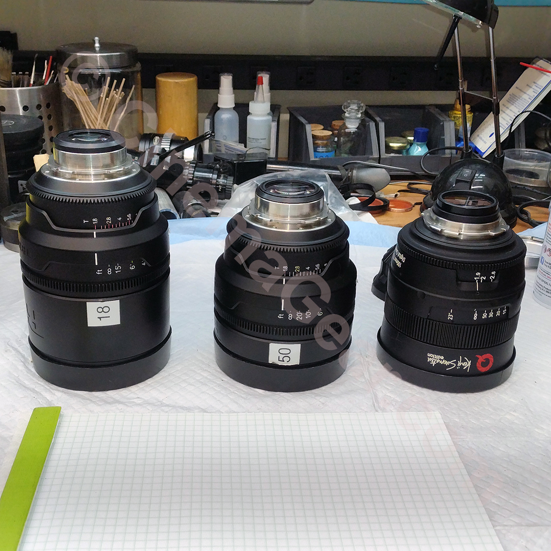 A comparison of the PL lens mounts on the RED Prime 18mm, the RED Prime 50mm, and the Uniq Optics 100mm.