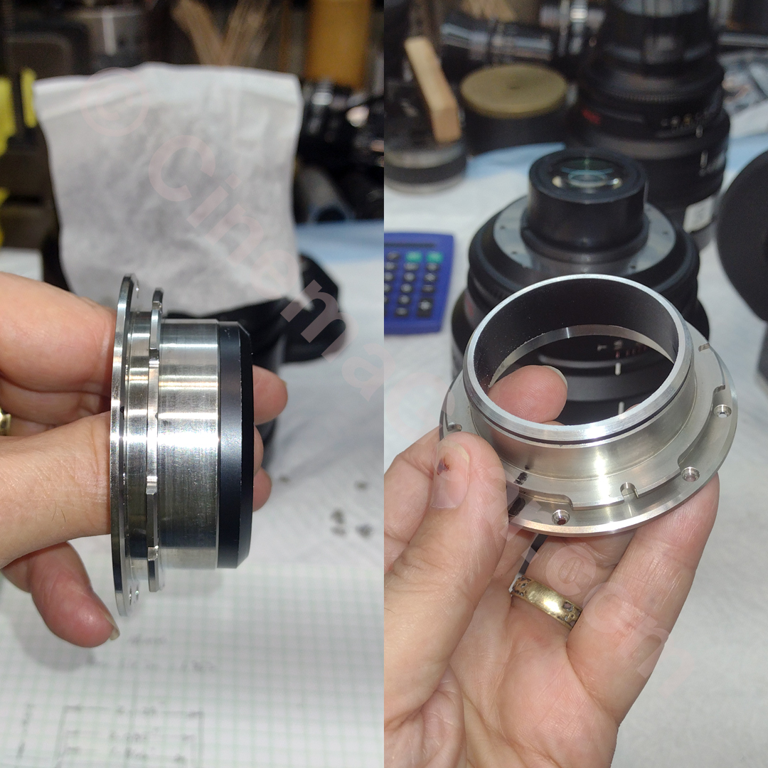 A comparison of the beauty ring before and after machining.