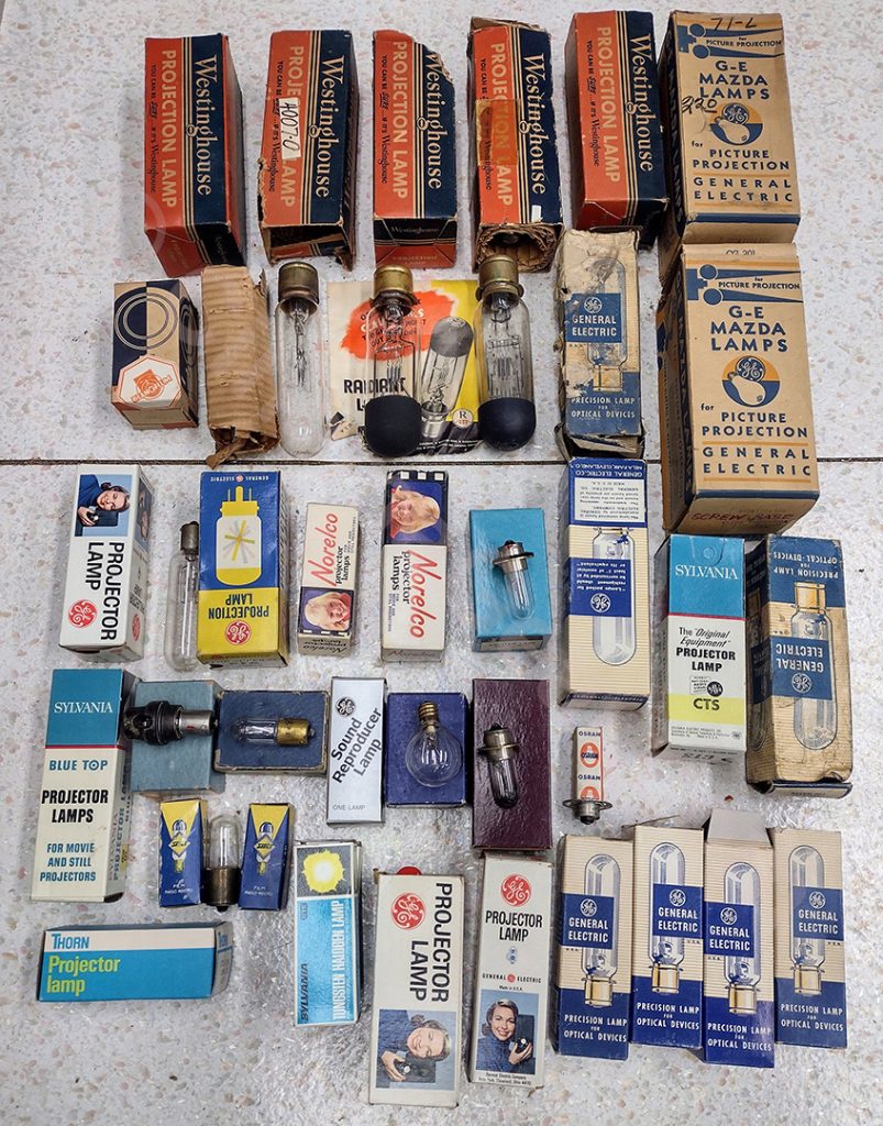 A collection of vintage light bulbs of various styles and sizes