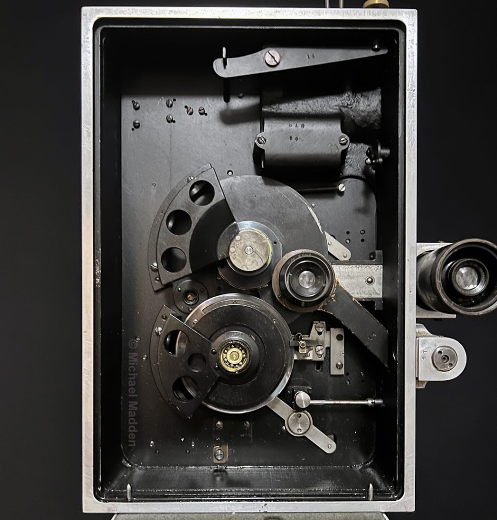 A look inside the Wilart Camera showing the shutter and the taking lens