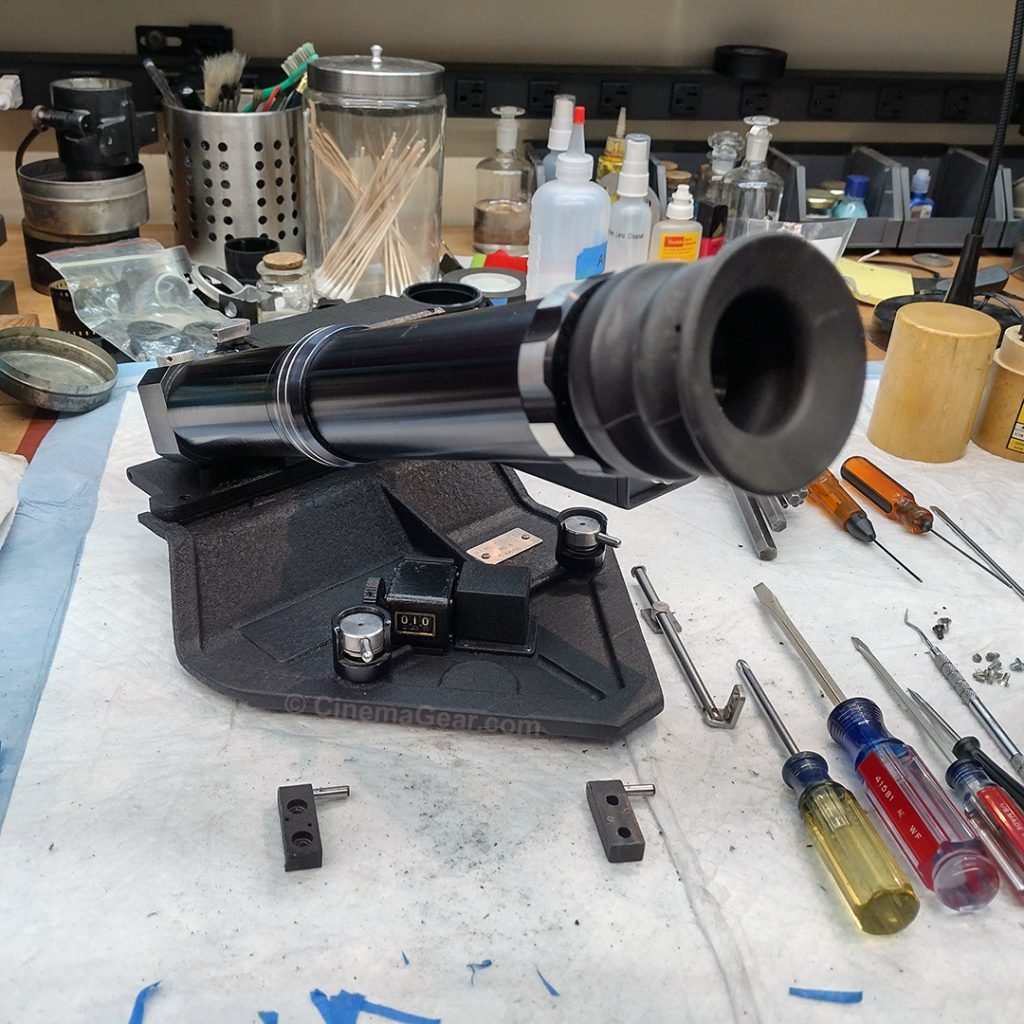 Repairing the counter assembly and viewfinder on the Mitchell VistaVision Butteryfly camera