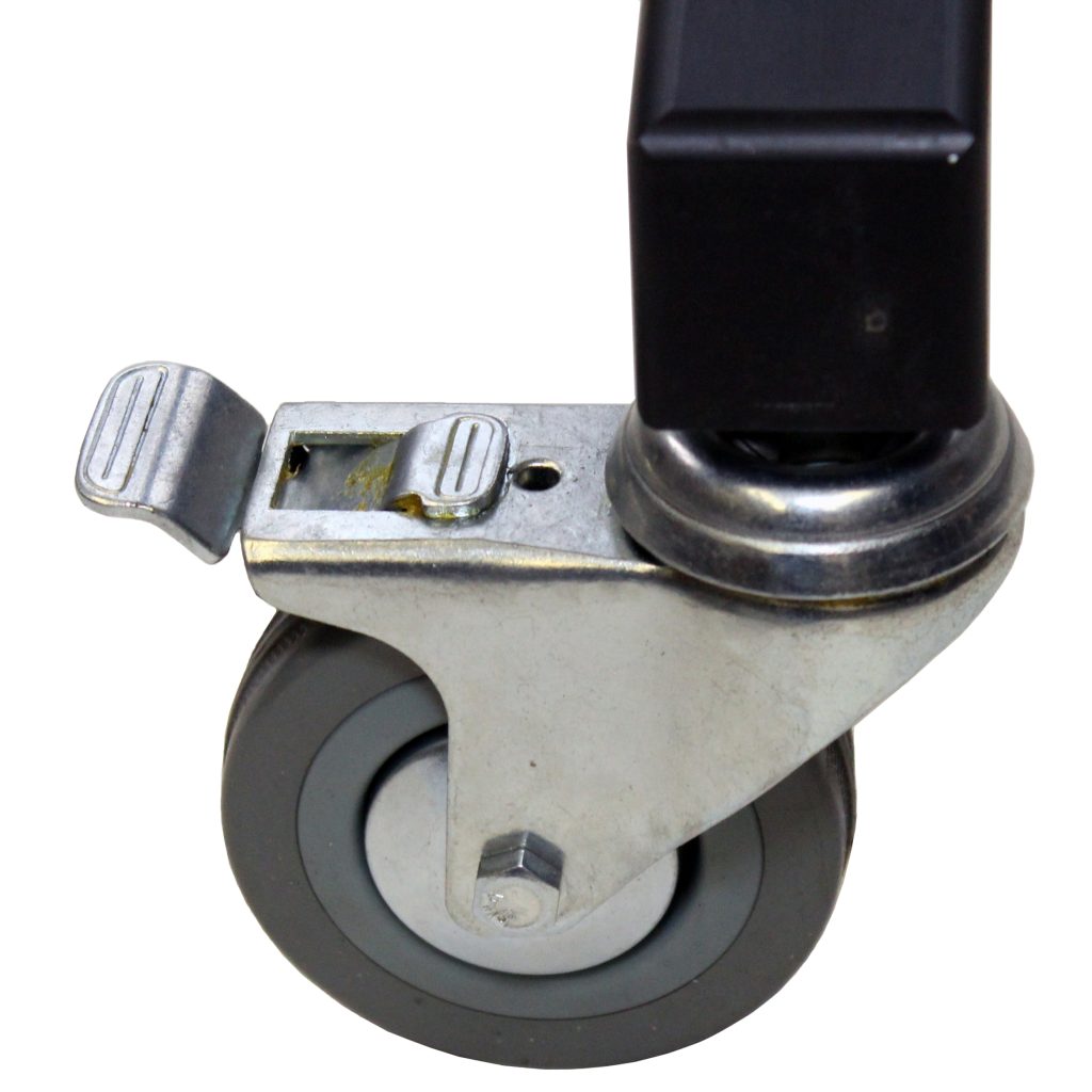 Locking casters on the Peter Lisand heavy duty studio pedestal