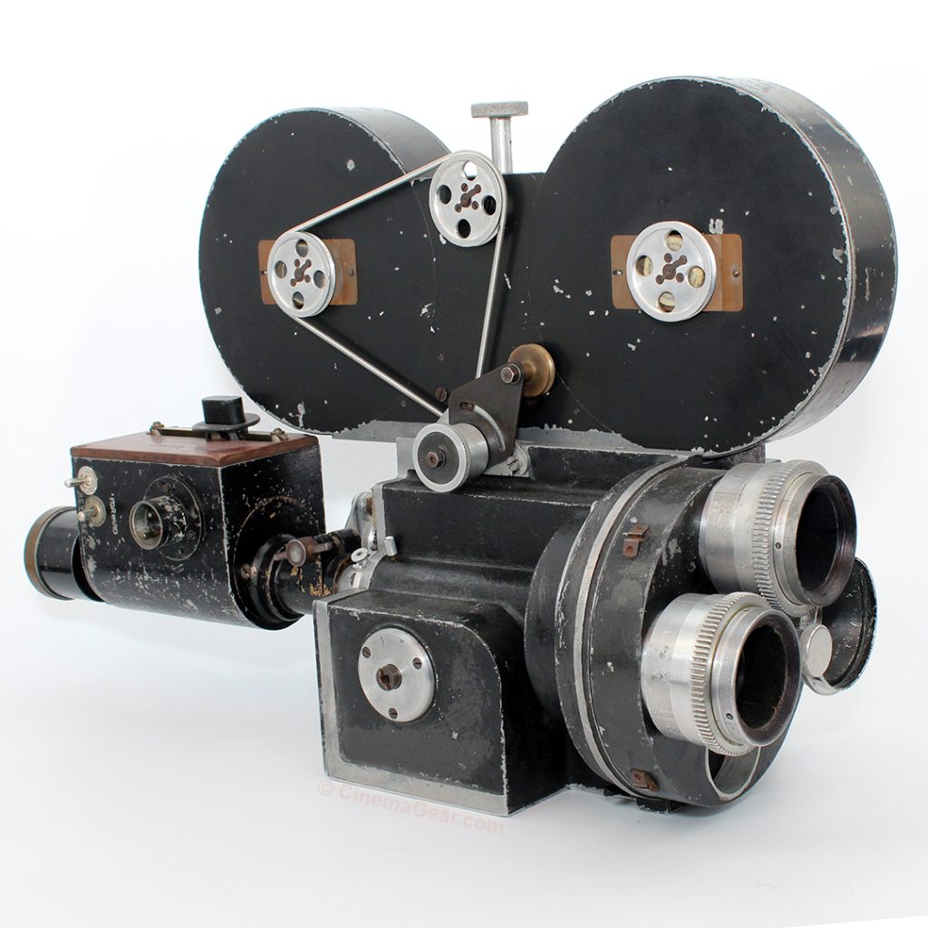 Vinten Model H 35mm motion picture film camera with 400' magazine, 3 lenses, and motor