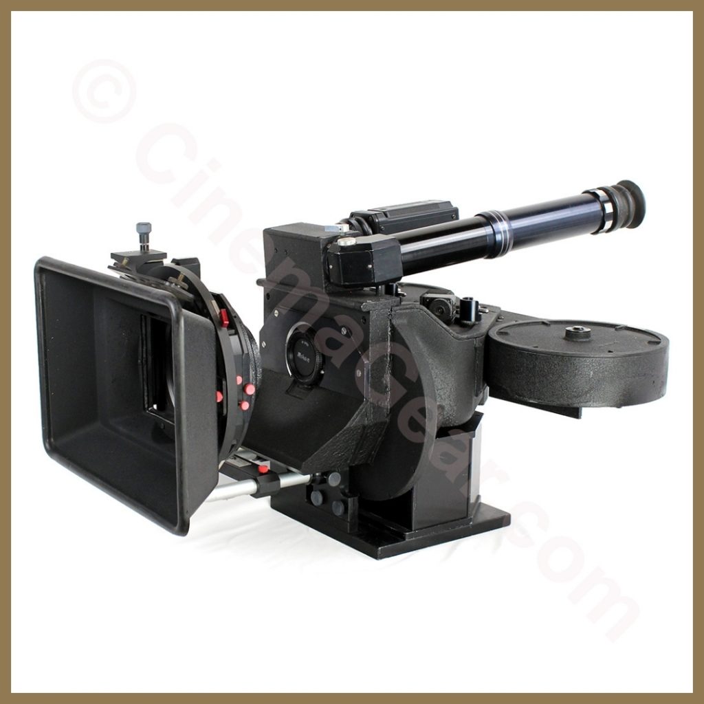 VistaVision Butterfly camera with 400’ magazine, Cinema Products swing away matte box, and video tap.