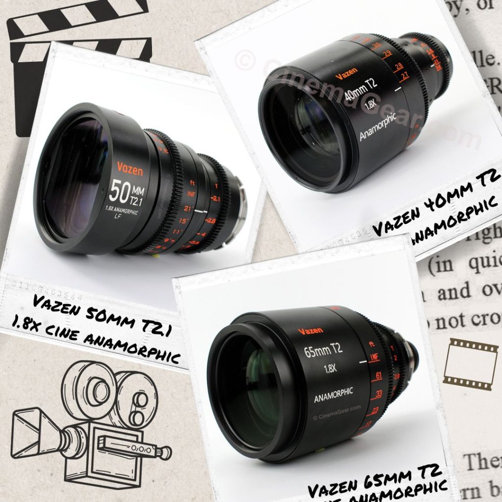 Vazen 40mm T2, 50mm T2.1, and 65mm T2 1.8x cine anamorphic lenses