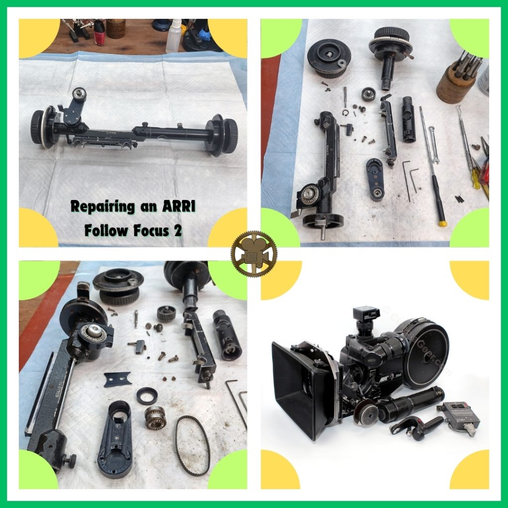 Repairing an ARRI Follow Focus 2 for an ARRI 35 BL 4S motion picture camera