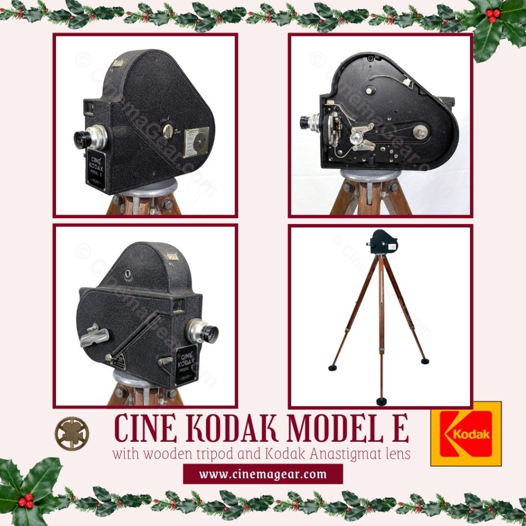 Cine-Kodak Model E 16mm motion picture film camera with wooden tripod