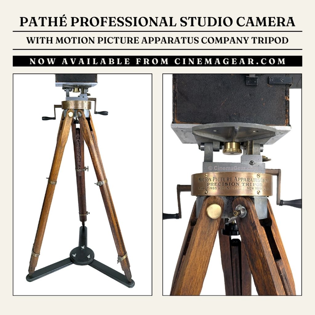 The Motion Picture Apparatus Company Precision tripod and a close-up of the pan tilt head
