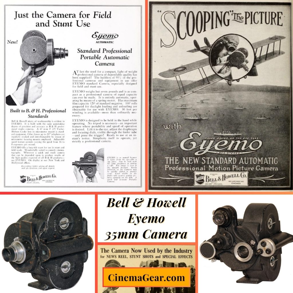 Bell & Howell Eyemo 35mm internal spring motor wind motion picture film cameras