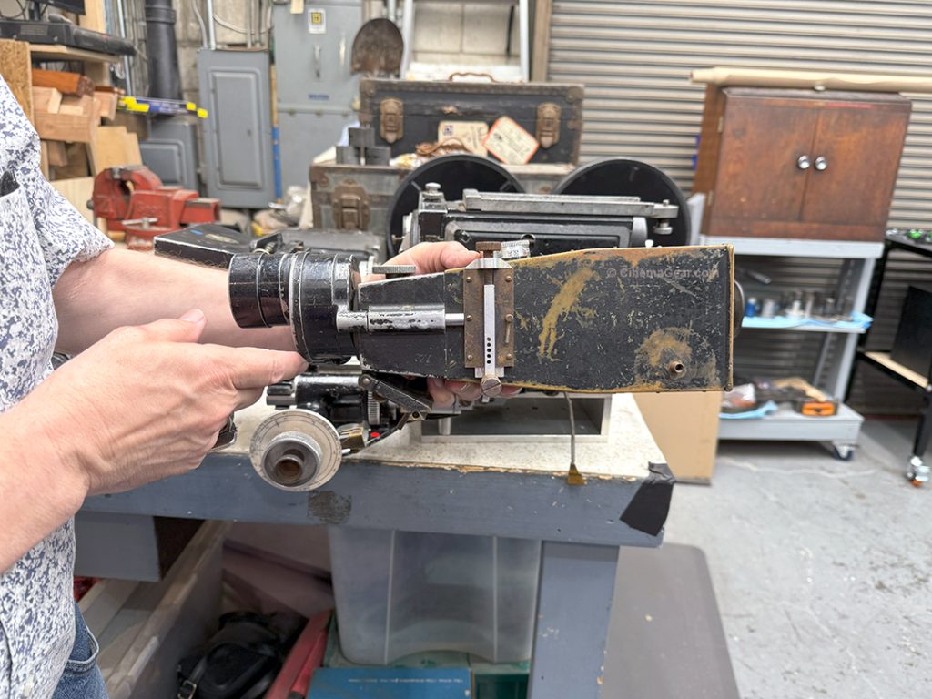 The underside of the Mitchell sidefinder for NC #184 that interfaces with the follow focus unit