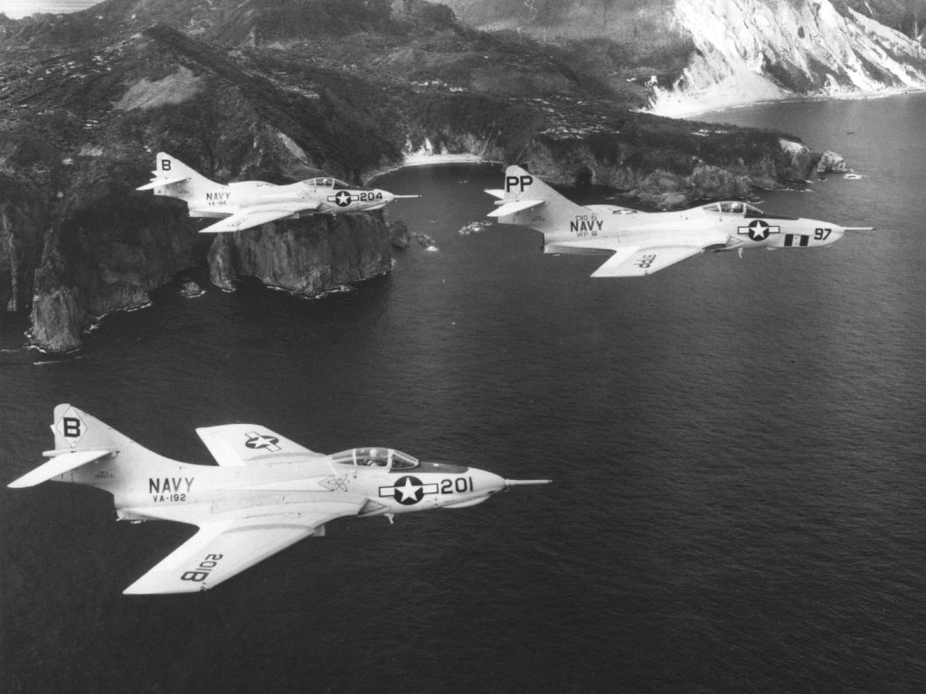 F9F Cougars of VA-192 and VFP-61 over Formosa, 1957