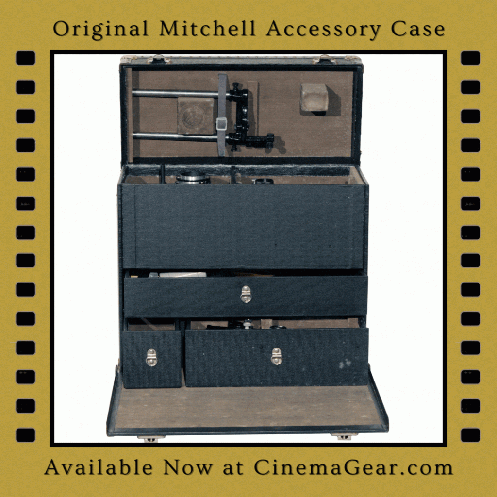 Mitchell 35mm Standard/GC/NC accessory case with Mitchell sidefinder, matte box, peanut motor