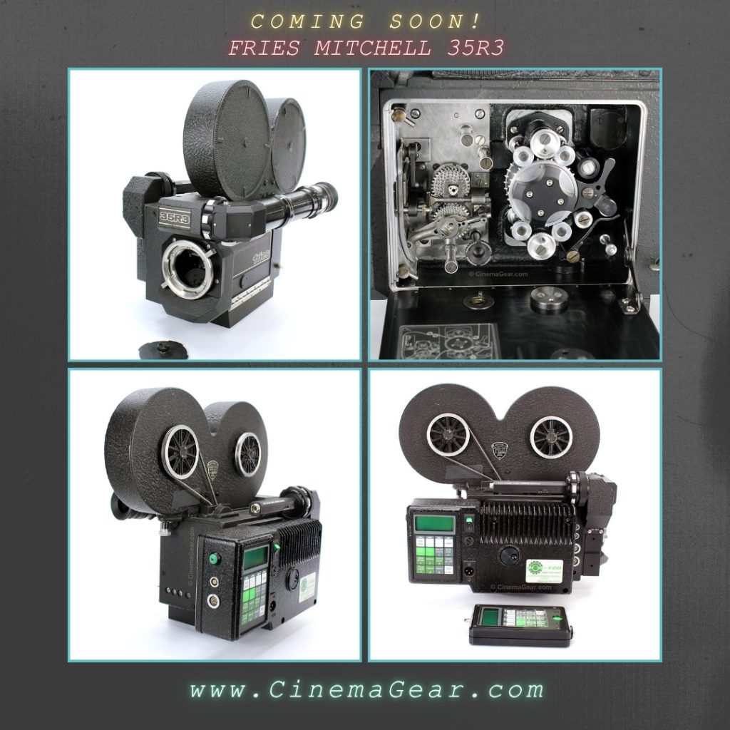 A quartet of Fries Mitchell 35R and 35R3 motion picture film cameras, shown from various angles