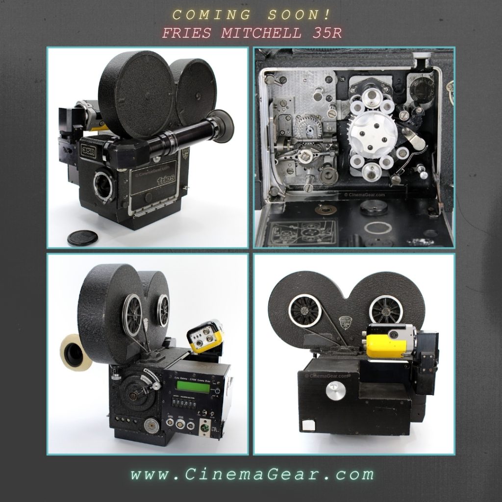 A quartet of Fries Mitchell 35R and 35R3 motion picture film cameras, shown from various angles