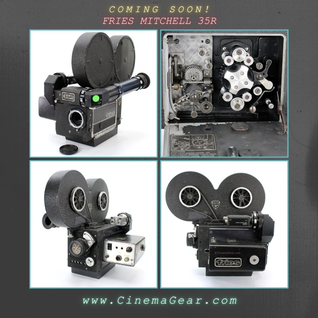 A quartet of Fries Mitchell 35R and 35R3 motion picture film cameras, shown from various angles