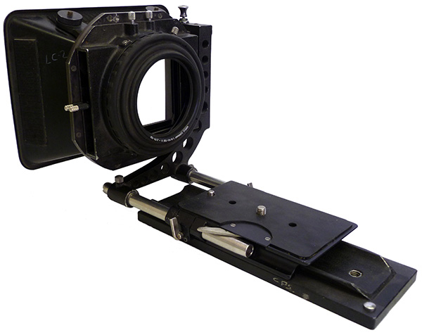 Arriflex 4in x 4in swing away matte box and Arriflex baseplate and dovetail with 15mm ris rods.