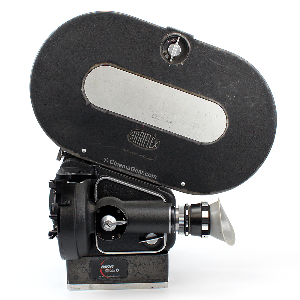 Arriflex 35 2B handheld spinning mirror reflex 35mm motion picture film camera with PL lens mount on an MCC flatbase