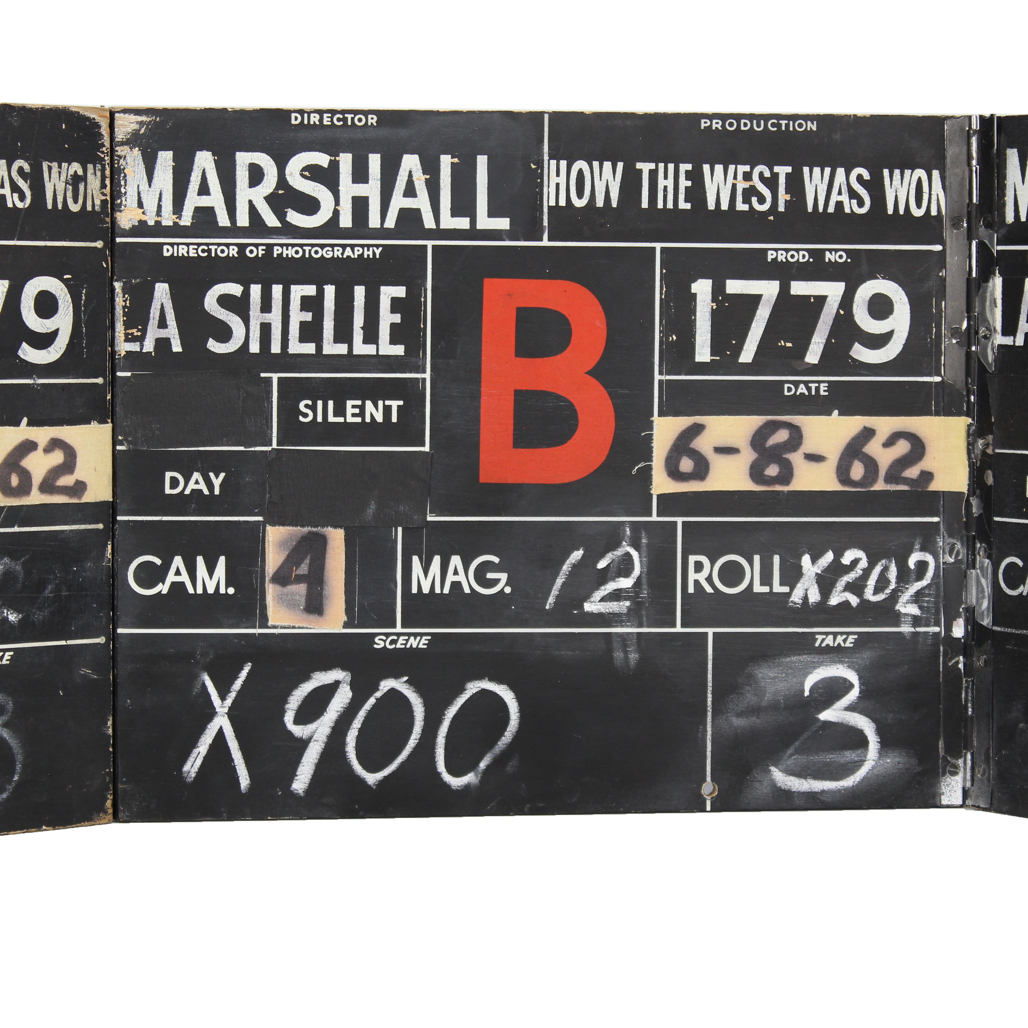 original Cinerama slate from How the West Was Won out of the collection of John Hora